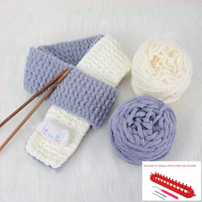 Kit de tricotat fular manual — fir acrilic 100%, tors 7s, fir monocord, formă de fir: tuan line, pentru tricotat manual