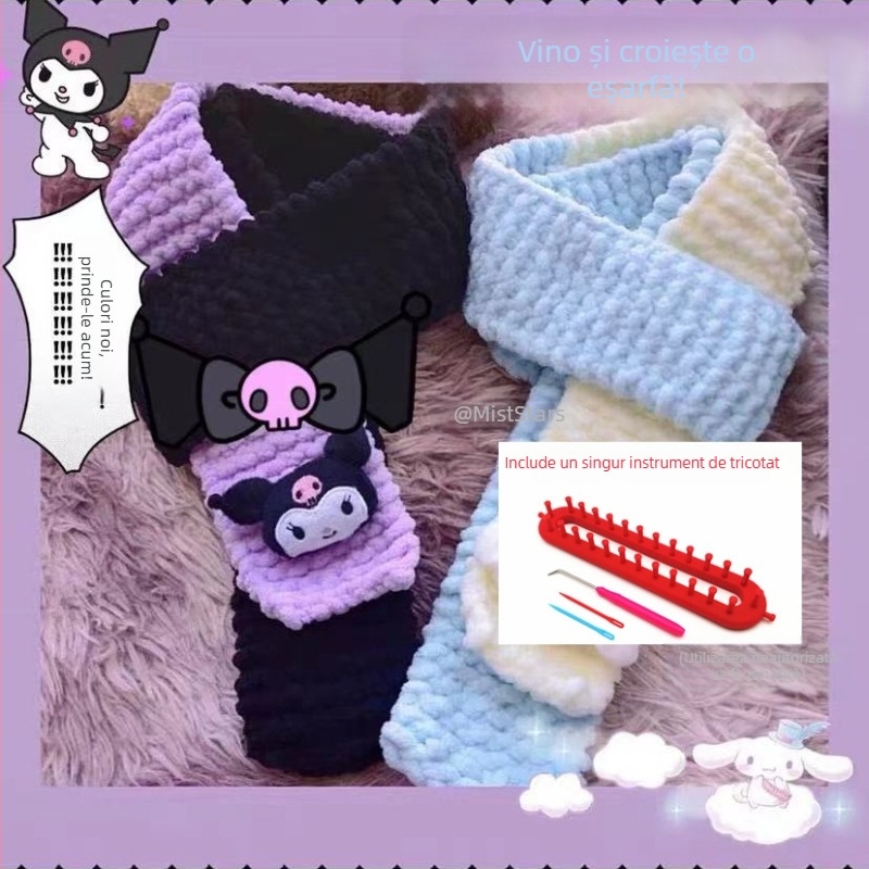 Kit de tricotat fular manual — fir acrilic 100%, tors 7s, fir monocord, formă de fir: tuan line, pentru tricotat manual