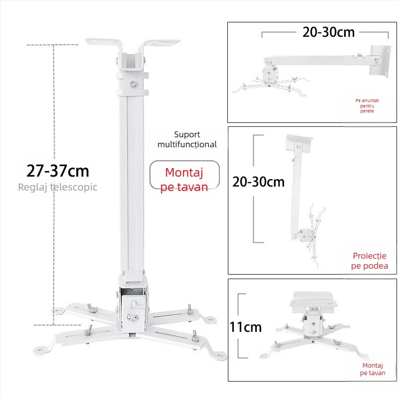 Suport telescopic universal pentru proiector pentru plafon, perete sau podea – Compatibil cu BenQ și Epson