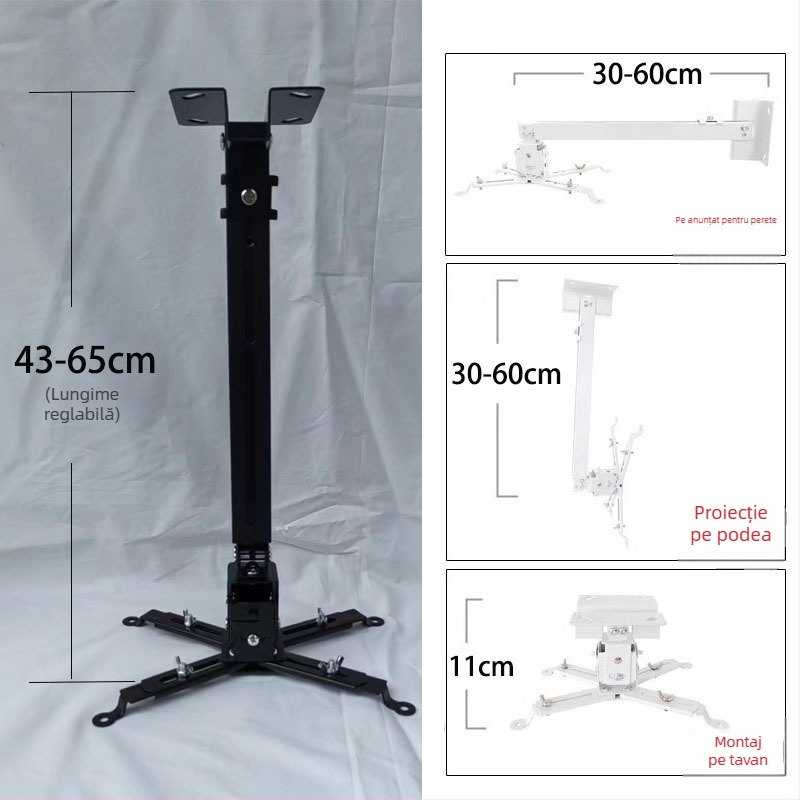 Suport telescopic universal pentru proiector pentru plafon, perete sau podea – Compatibil cu BenQ și Epson