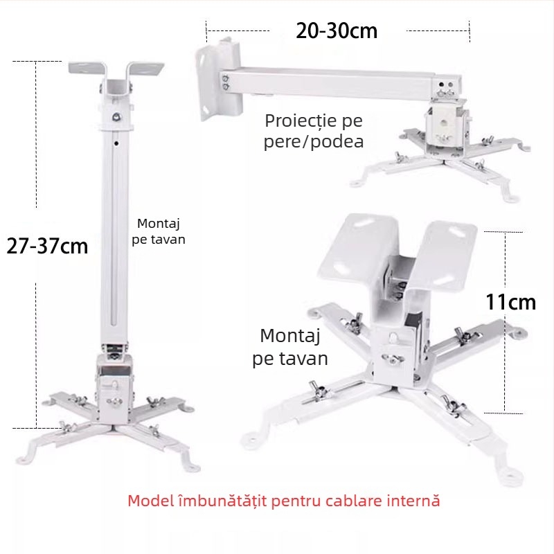 Suport telescopic universal pentru proiector pentru plafon, perete sau podea – Compatibil cu BenQ și Epson
