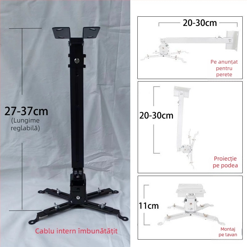 Suport telescopic universal pentru proiector pentru plafon, perete sau podea – Compatibil cu BenQ și Epson
