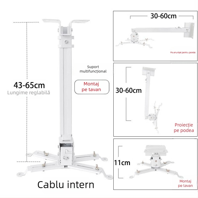 Suport telescopic universal pentru proiector pentru plafon, perete sau podea – Compatibil cu BenQ și Epson