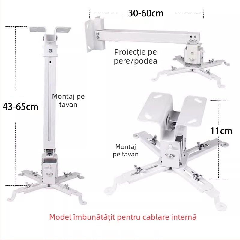 Suport telescopic universal pentru proiector pentru plafon, perete sau podea – Compatibil cu BenQ și Epson