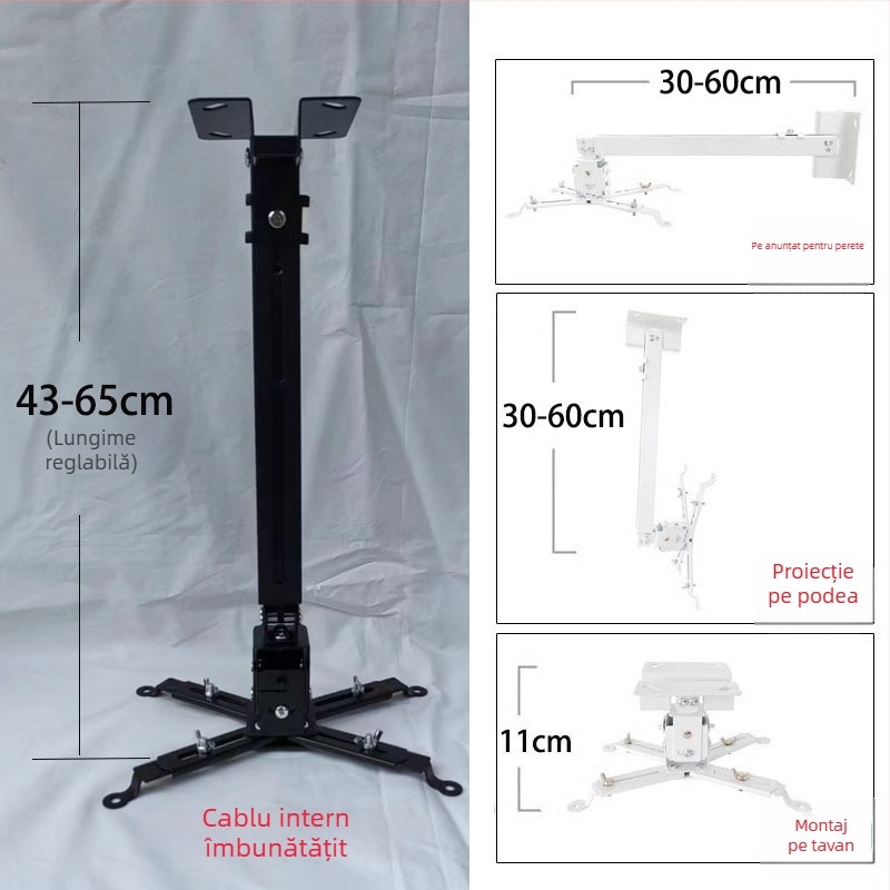 Suport telescopic universal pentru proiector pentru plafon, perete sau podea – Compatibil cu BenQ și Epson