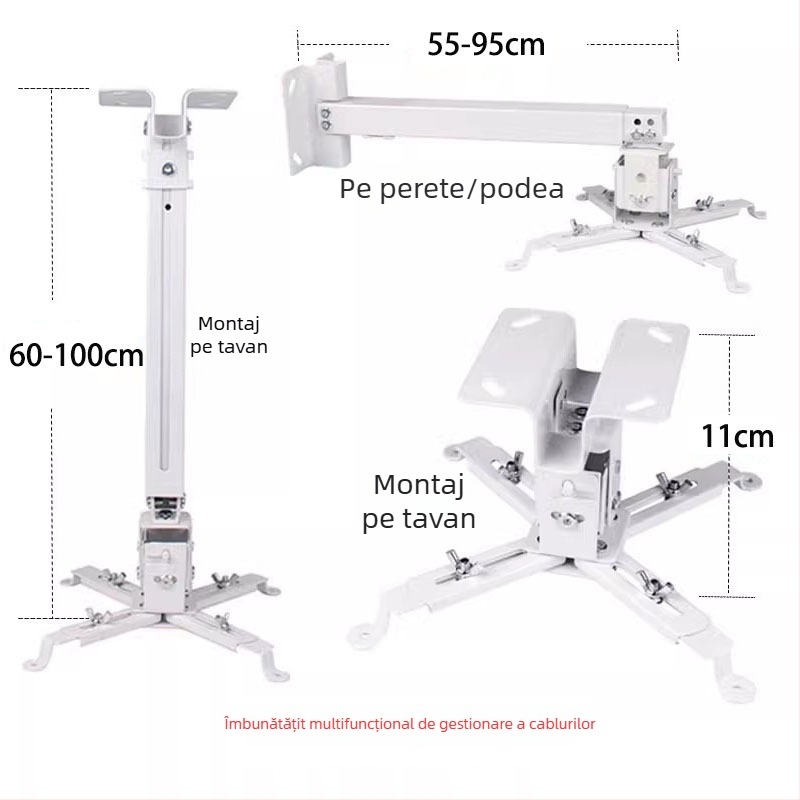 Suport telescopic universal pentru proiector pentru plafon, perete sau podea – Compatibil cu BenQ și Epson