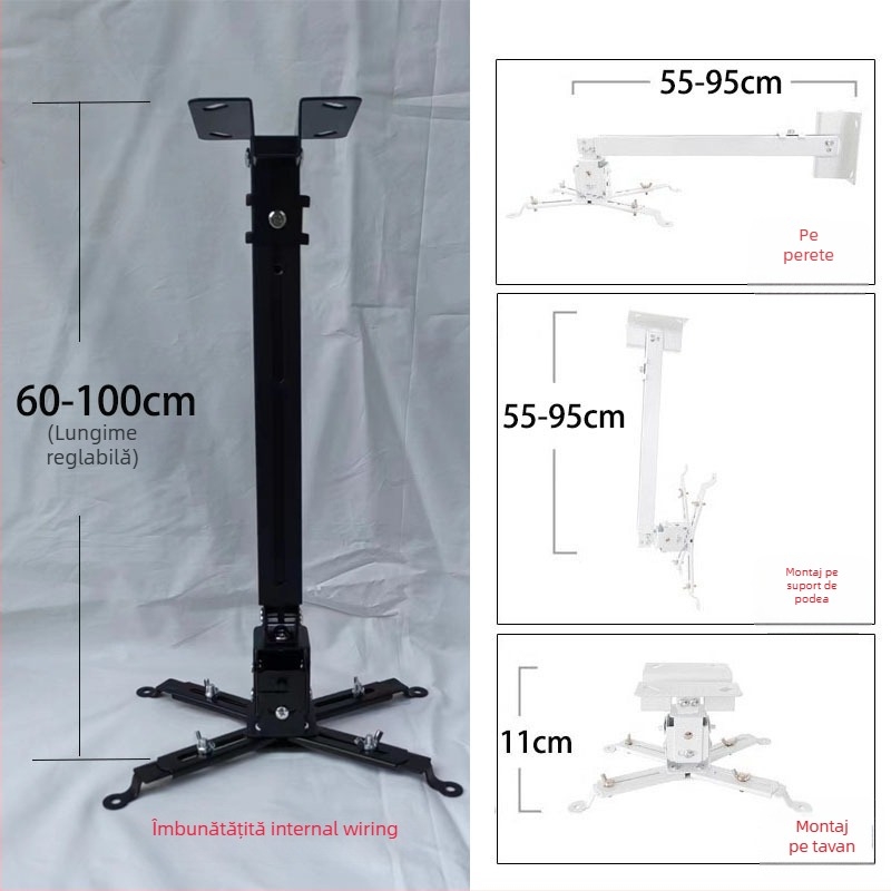 Suport telescopic universal pentru proiector pentru plafon, perete sau podea – Compatibil cu BenQ și Epson