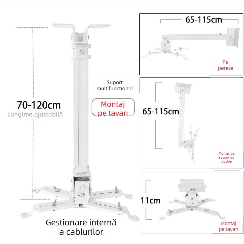 Suport telescopic universal pentru proiector pentru plafon, perete sau podea – Compatibil cu BenQ și Epson