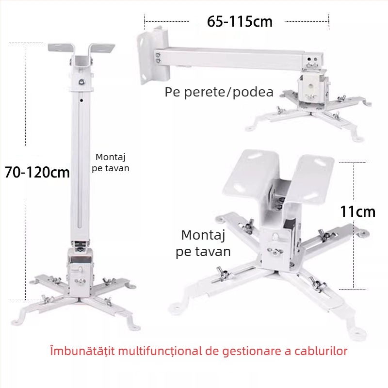 Suport telescopic universal pentru proiector pentru plafon, perete sau podea – Compatibil cu BenQ și Epson