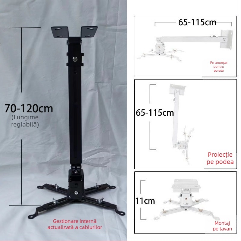 Suport telescopic universal pentru proiector pentru plafon, perete sau podea – Compatibil cu BenQ și Epson