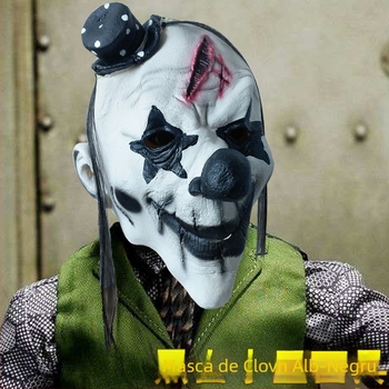 Mască de clovn din latex, stil horror, mască pentru costum, potrivită pentru Halloween și Paște