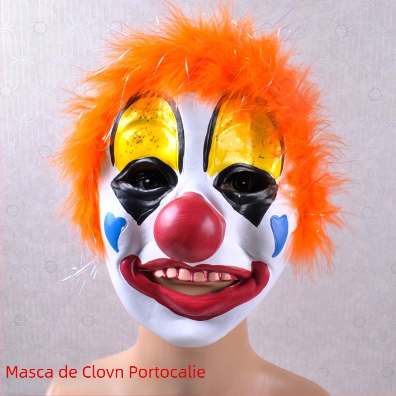 Mască de clovn din latex, stil horror, mască pentru costum, potrivită pentru Halloween și Paște