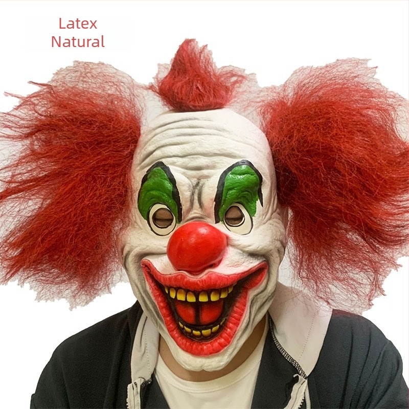 Mască de clovn din latex, stil horror, mască pentru costum, potrivită pentru Halloween și Paște
