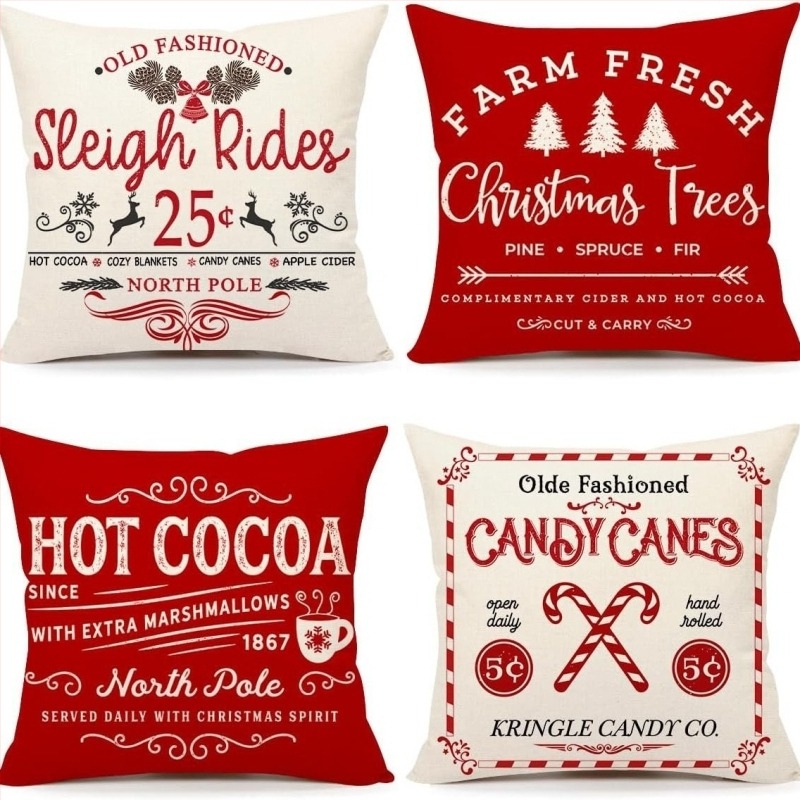Husă pentru pernă - pluș scurt, model desen animat, imprimare, stil Crăciun