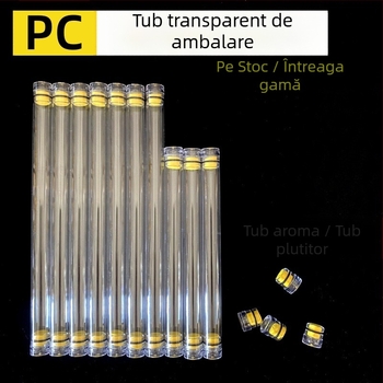 Tub circular de ambalare din PC cu capac, transparent, grosimea pereților 0,5 mm, pentru plute de pescuit