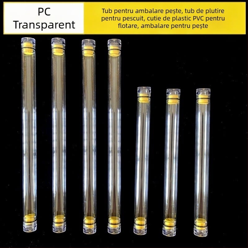 Tub circular de ambalare din PC cu capac, transparent, grosimea pereților 0,5 mm, pentru plute de pescuit