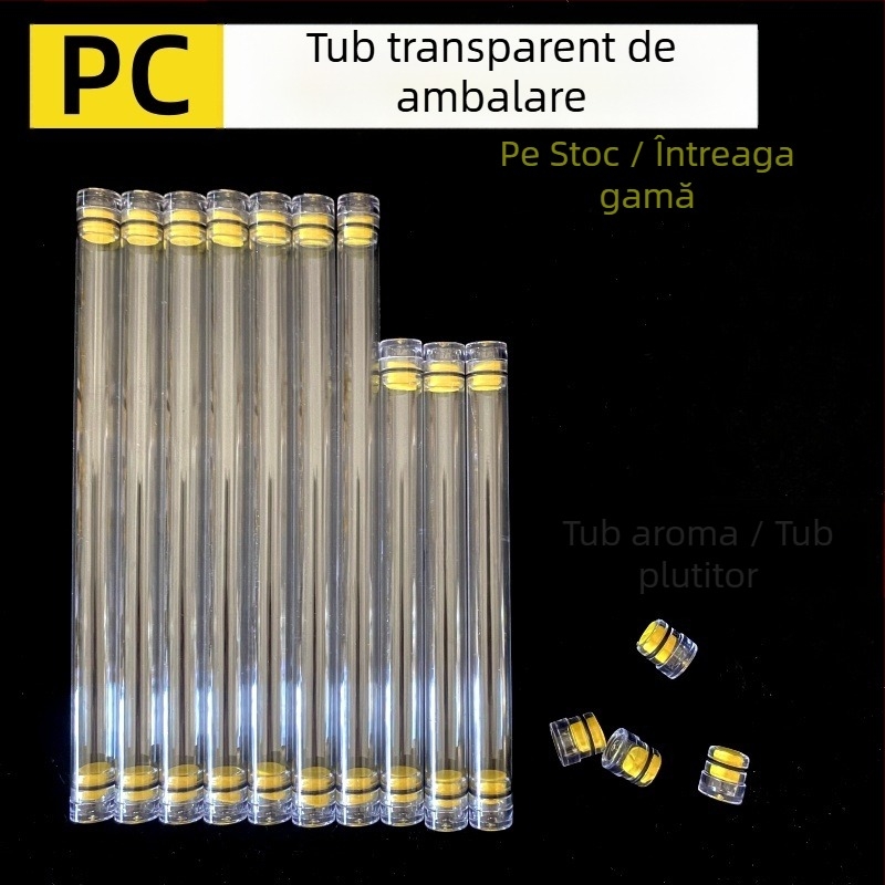 Tub circular de ambalare din PC cu capac, transparent, grosimea pereților 0,5 mm, pentru plute de pescuit