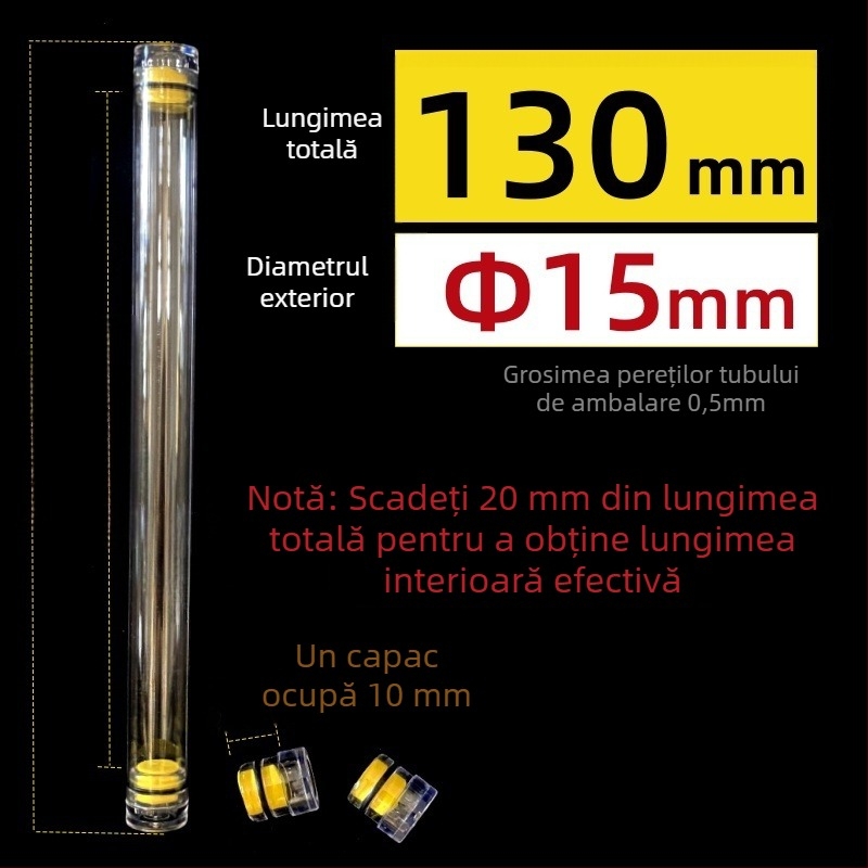 Tub circular de ambalare din PC cu capac, transparent, grosimea pereților 0,5 mm, pentru plute de pescuit