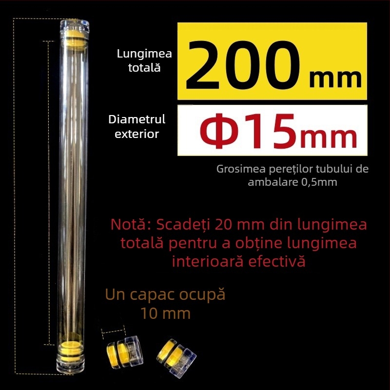 Tub circular de ambalare din PC cu capac, transparent, grosimea pereților 0,5 mm, pentru plute de pescuit