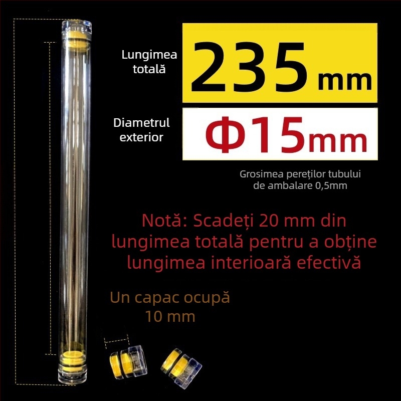 Tub circular de ambalare din PC cu capac, transparent, grosimea pereților 0,5 mm, pentru plute de pescuit