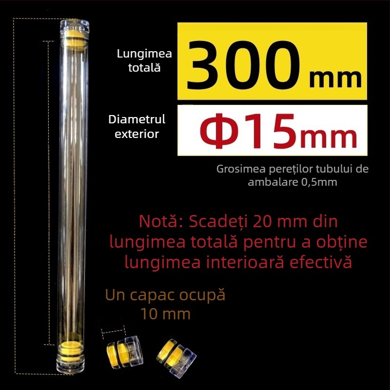 Tub circular de ambalare din PC cu capac, transparent, grosimea pereților 0,5 mm, pentru plute de pescuit