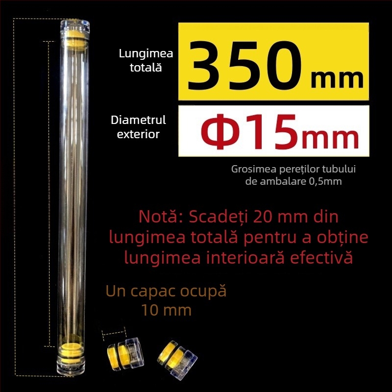 Tub circular de ambalare din PC cu capac, transparent, grosimea pereților 0,5 mm, pentru plute de pescuit