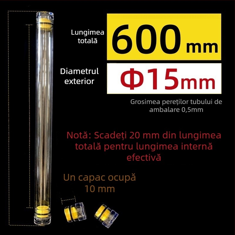 Tub circular de ambalare din PC cu capac, transparent, grosimea pereților 0,5 mm, pentru plute de pescuit