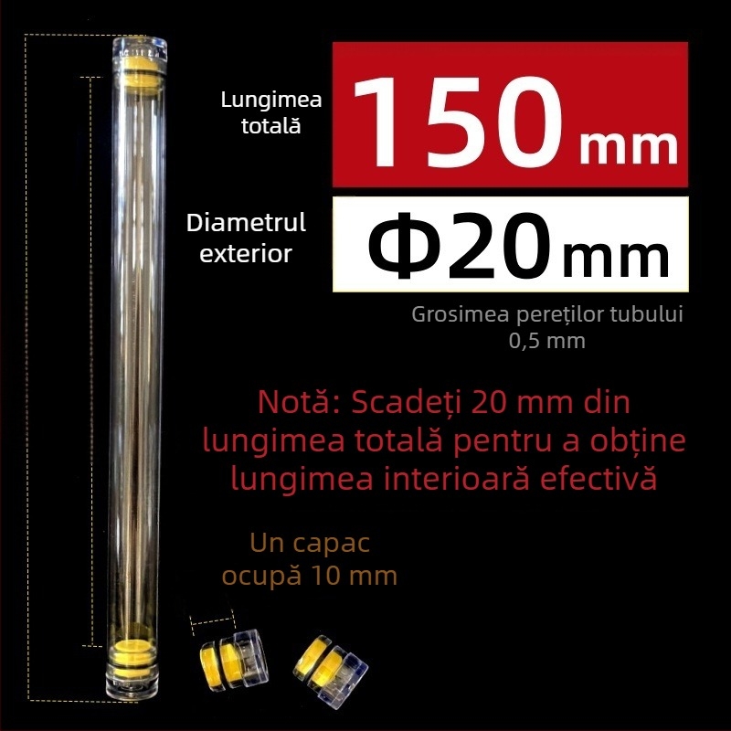 Tub circular de ambalare din PC cu capac, transparent, grosimea pereților 0,5 mm, pentru plute de pescuit