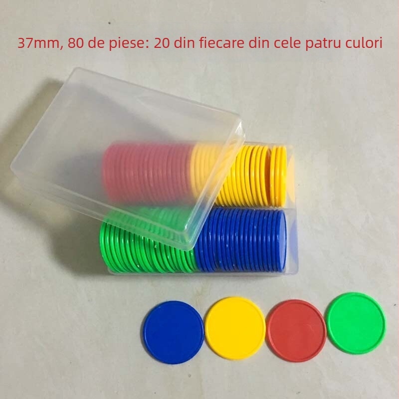 Cipuri Mahjong – goale, fără valoare nominală, discuri rotunde, grosime 1 mm