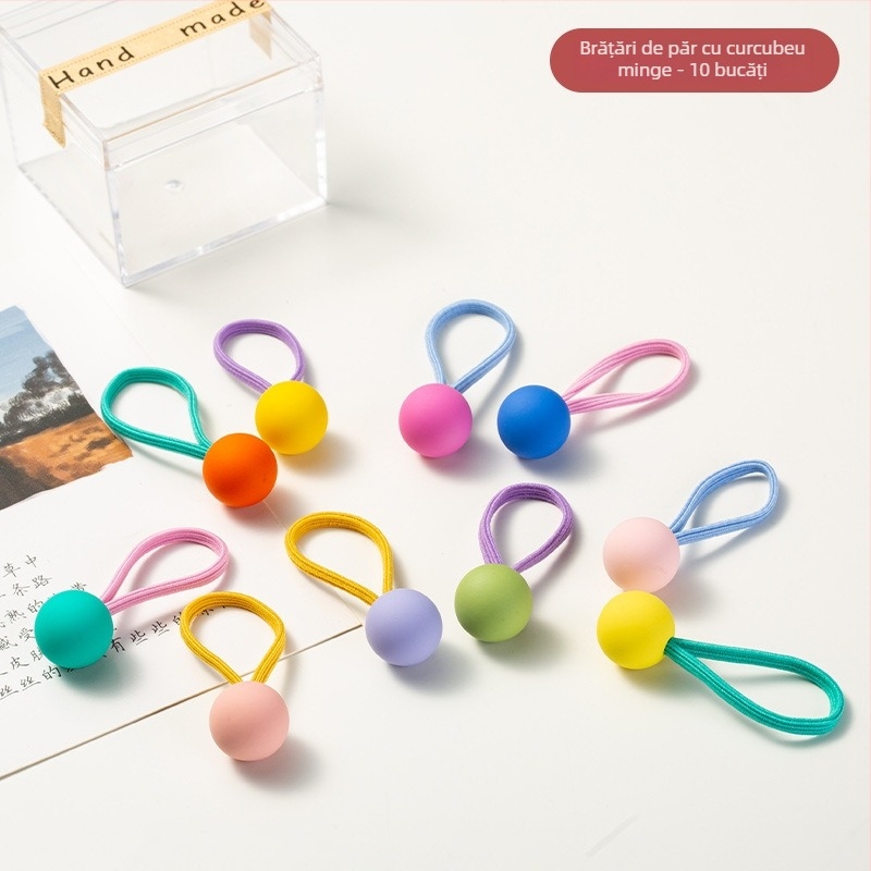 Elastic de păr pentru copii, acrilic, seria Prințesa, modele: Inimă/Pătrat/Urs/Stea/Iepure, pachet de 10