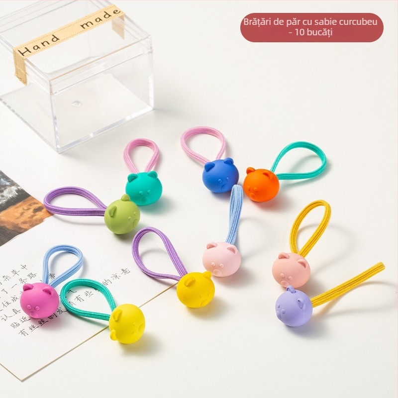 Elastic de păr pentru copii, acrilic, seria Prințesa, modele: Inimă/Pătrat/Urs/Stea/Iepure, pachet de 10