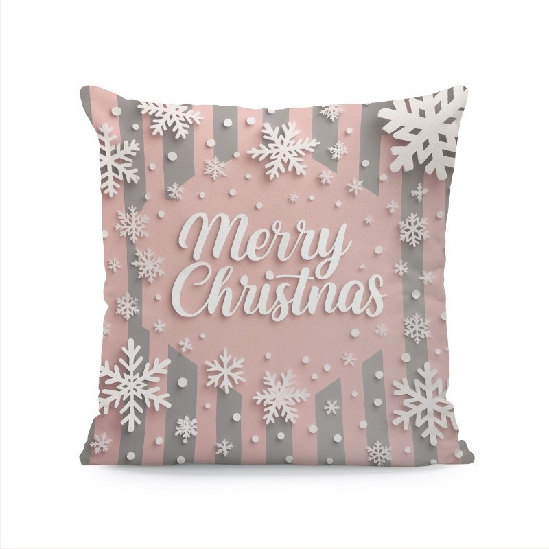 Husă de pernă de Crăciun – poliester, broderie imitativă, personalizare disponibilă, decor pentru living