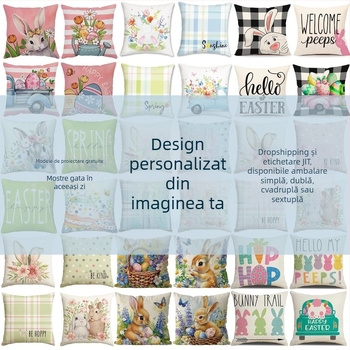 Husă de pernă din in cu umplutură PP bumbac – personalizabilă, stil simplu și modern, imprimare logo disponibilă, pentru living, dormitor, birou