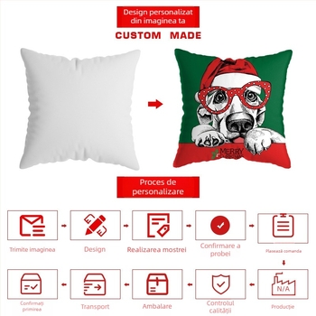 Husă de pernă din in cu umplutură PP bumbac – personalizabilă, stil simplu și modern, imprimare logo disponibilă, pentru living, dormitor, birou