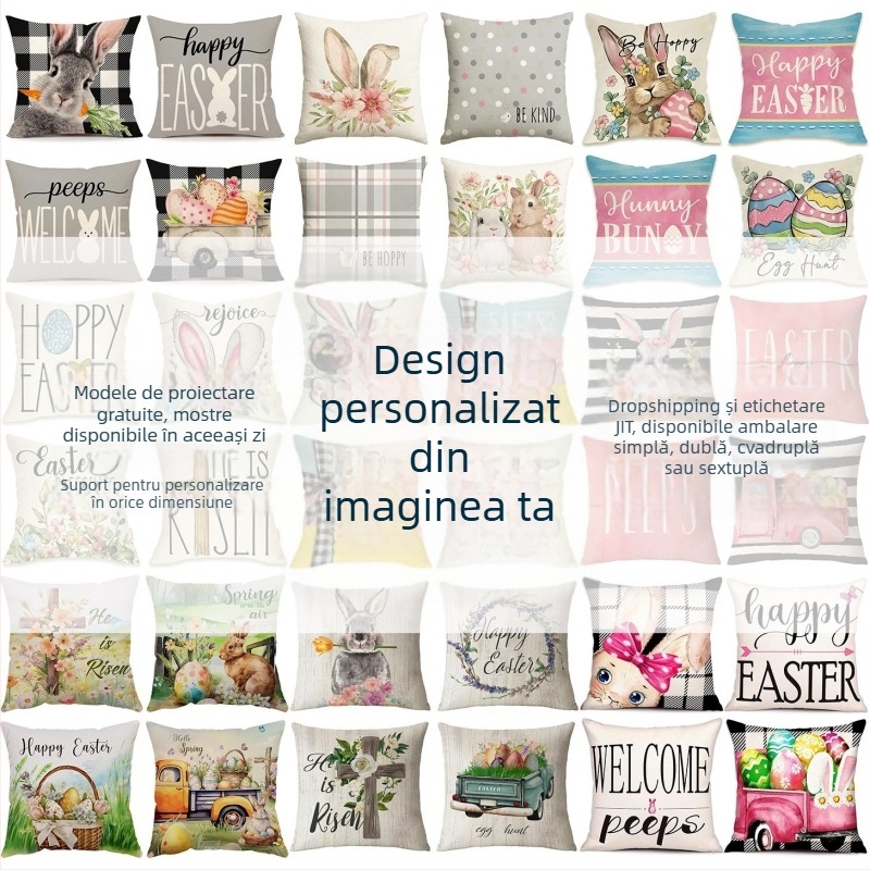Husă de pernă din in cu umplutură PP bumbac – personalizabilă, stil simplu și modern, imprimare logo disponibilă, pentru living, dormitor, birou