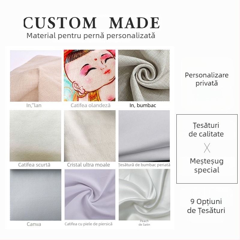 Husă de pernă din in cu umplutură PP bumbac – personalizabilă, stil simplu și modern, imprimare logo disponibilă, pentru living, dormitor, birou