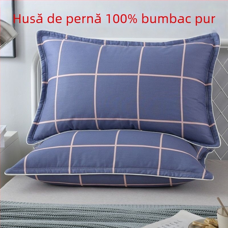 Set de două fețe de pernă, 100% bumbac, țesătură twill, vopsire reactivă, stil modern