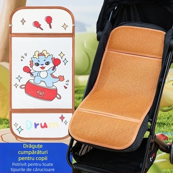 Covoraș pentru căruciorul bebelușului, vară, respirabil, universal, cu două fețe din ice silk