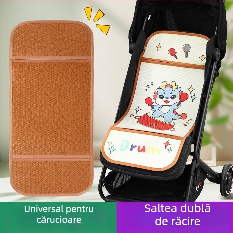 Covoraș pentru căruciorul bebelușului, vară, respirabil, universal, cu două fețe din ice silk