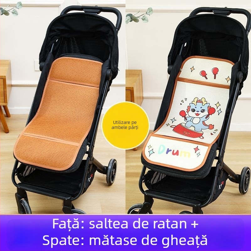 Covoraș pentru căruciorul bebelușului, vară, respirabil, universal, cu două fețe din ice silk