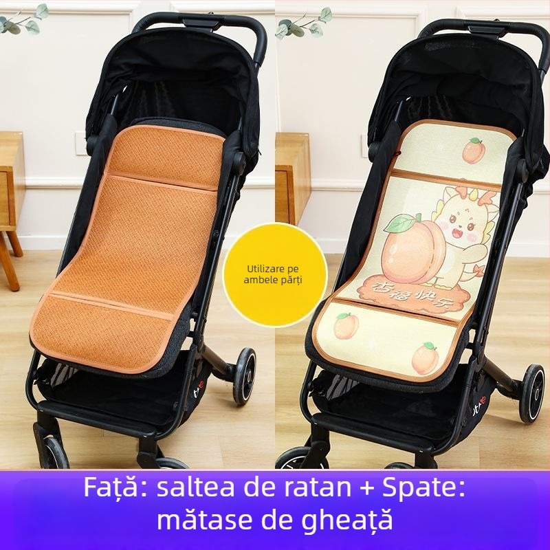 Covoraș pentru căruciorul bebelușului, vară, respirabil, universal, cu două fețe din ice silk