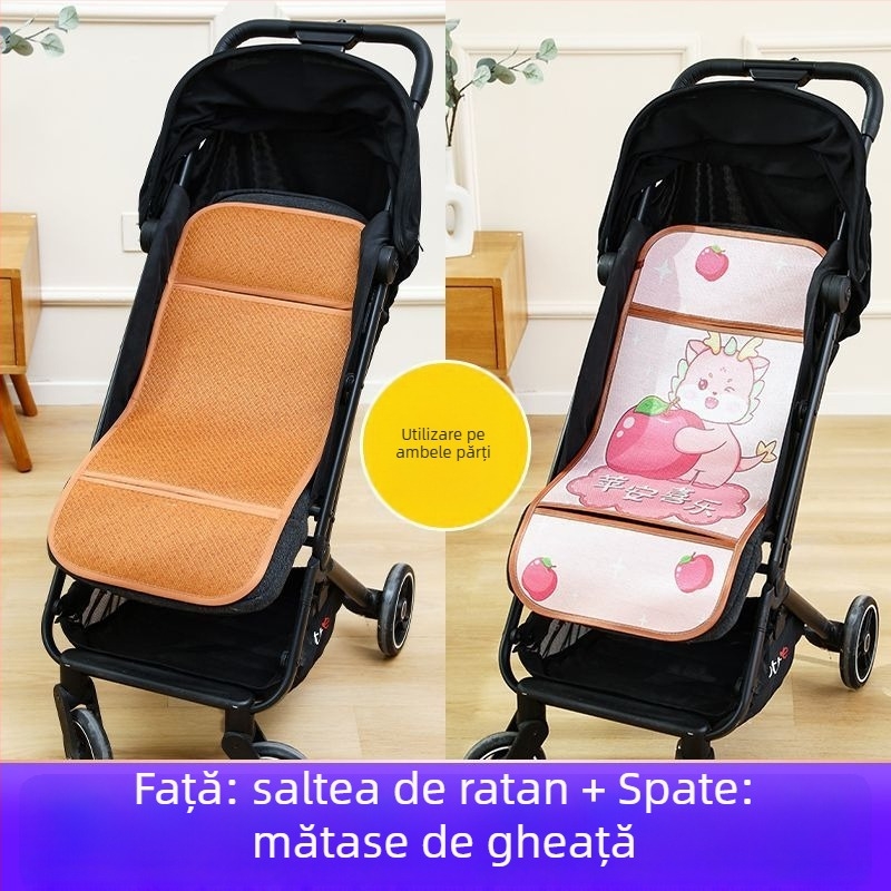 Covoraș pentru căruciorul bebelușului, vară, respirabil, universal, cu două fețe din ice silk