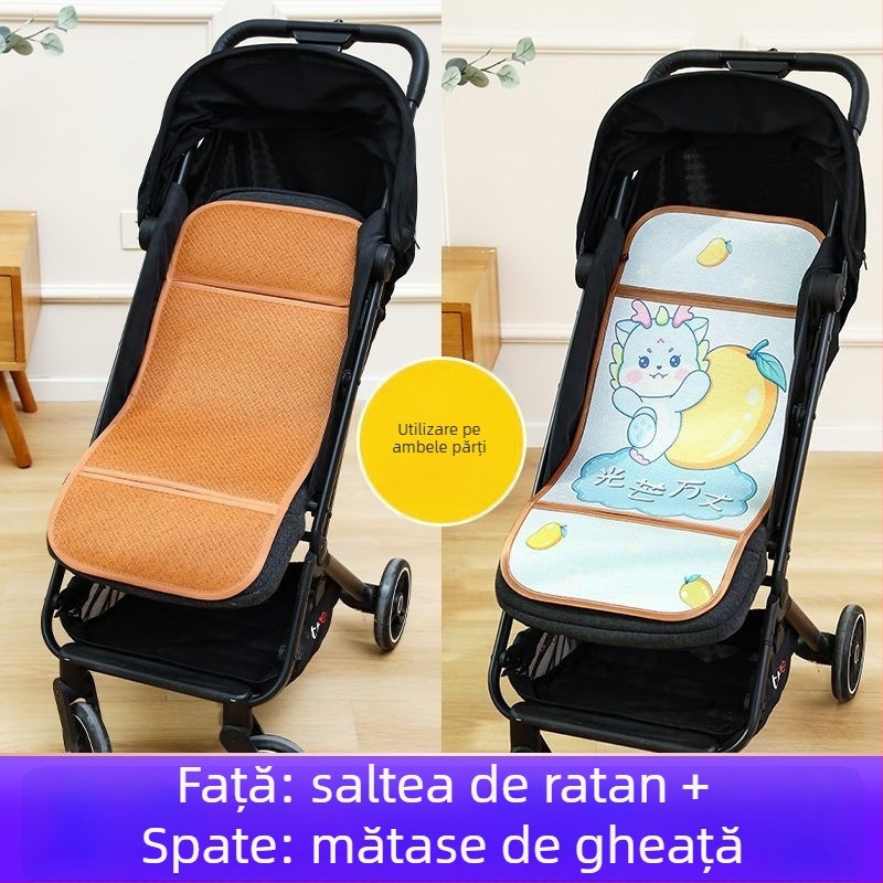 Covoraș pentru căruciorul bebelușului, vară, respirabil, universal, cu două fețe din ice silk
