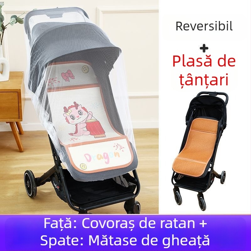 Covoraș pentru căruciorul bebelușului, vară, respirabil, universal, cu două fețe din ice silk