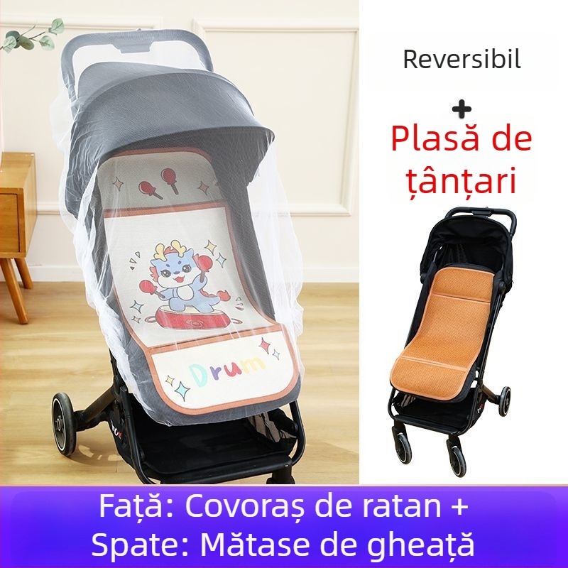 Covoraș pentru căruciorul bebelușului, vară, respirabil, universal, cu două fețe din ice silk