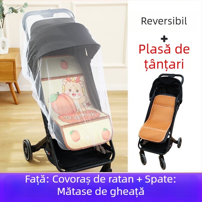 Covoraș pentru căruciorul bebelușului, vară, respirabil, universal, cu două fețe din ice silk