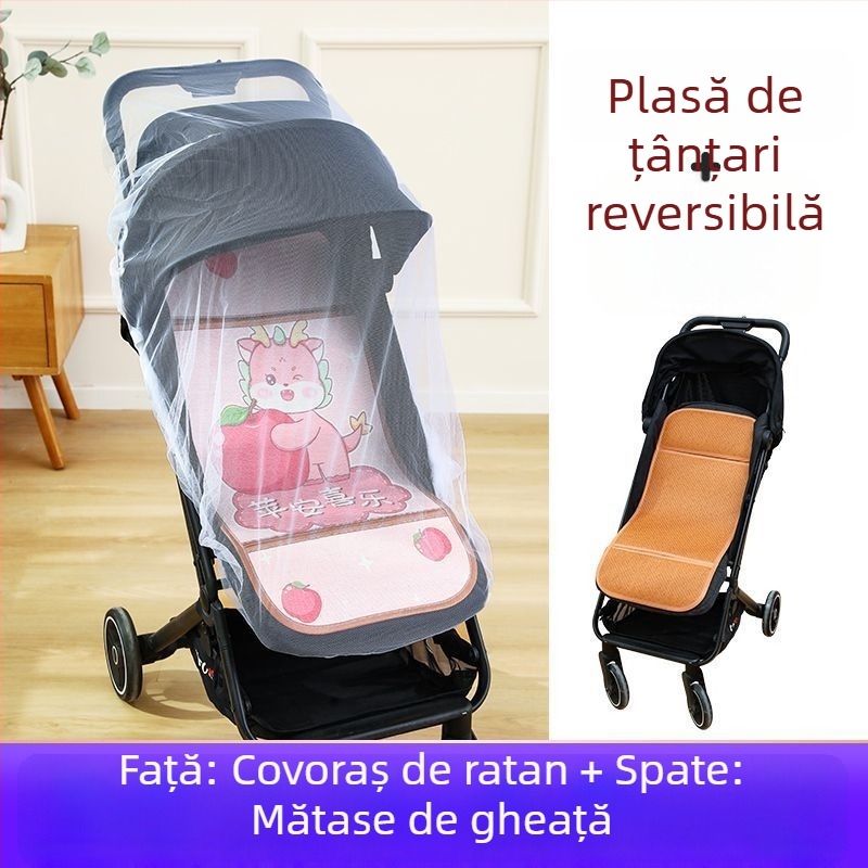 Covoraș pentru căruciorul bebelușului, vară, respirabil, universal, cu două fețe din ice silk