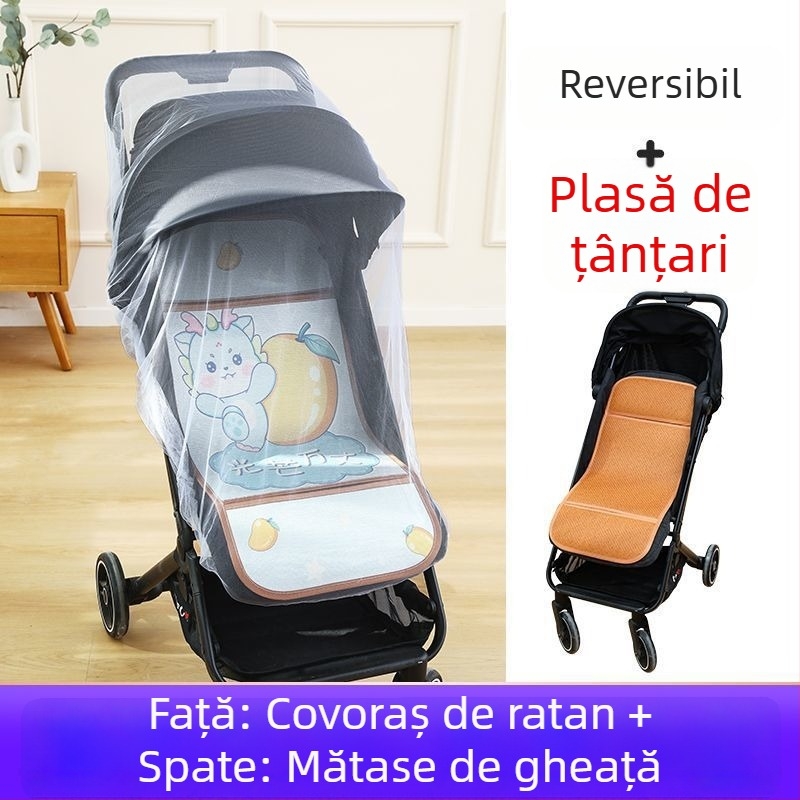 Covoraș pentru căruciorul bebelușului, vară, respirabil, universal, cu două fețe din ice silk