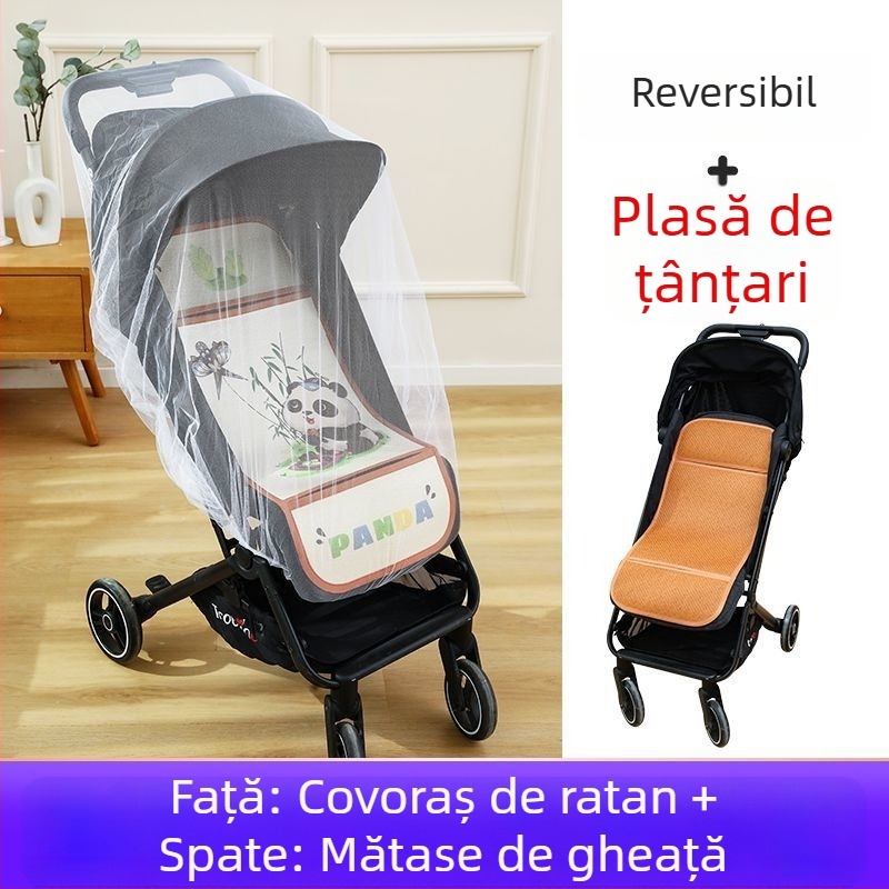 Covoraș pentru căruciorul bebelușului, vară, respirabil, universal, cu două fețe din ice silk