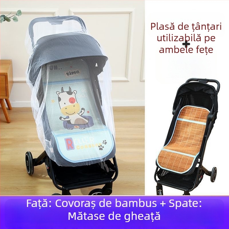 Covoraș pentru căruciorul bebelușului, vară, respirabil, universal, cu două fețe din ice silk